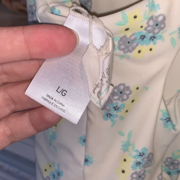 Tori Praver Ivory Scoop Neck Ditsy Floral Tie Back One Piece Swimsuit Size L - Picture 6 of 7